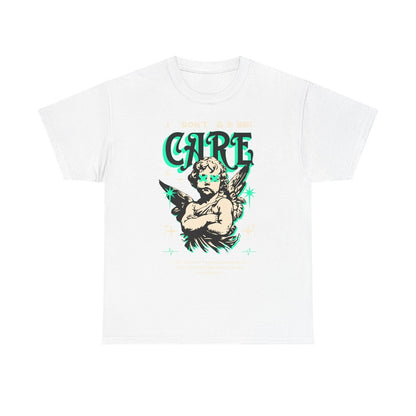 Men's T-Shirt with Unique CARE Design, Cherubic Angel, and Inspirational Quote