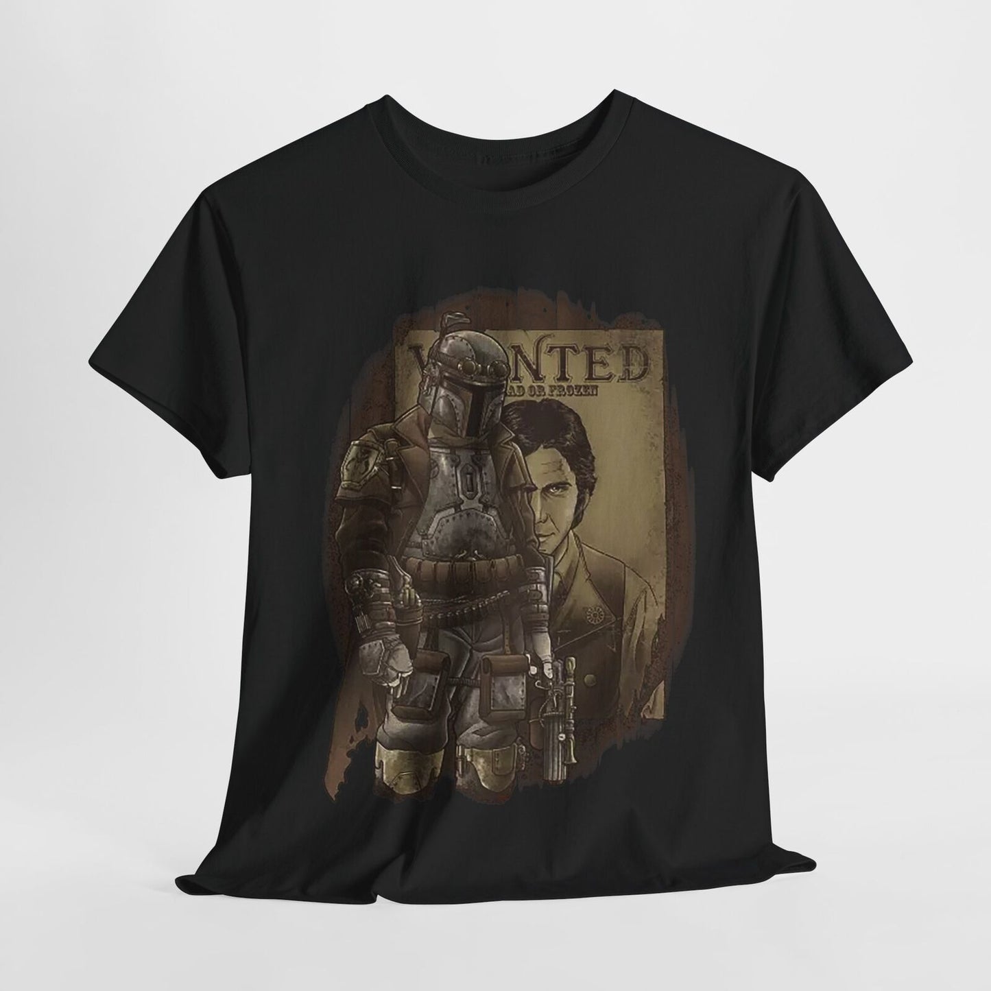 Steampunk Boba Fett T-Shirt: Vintage Wanted Poster Design for Star Wars Fans!