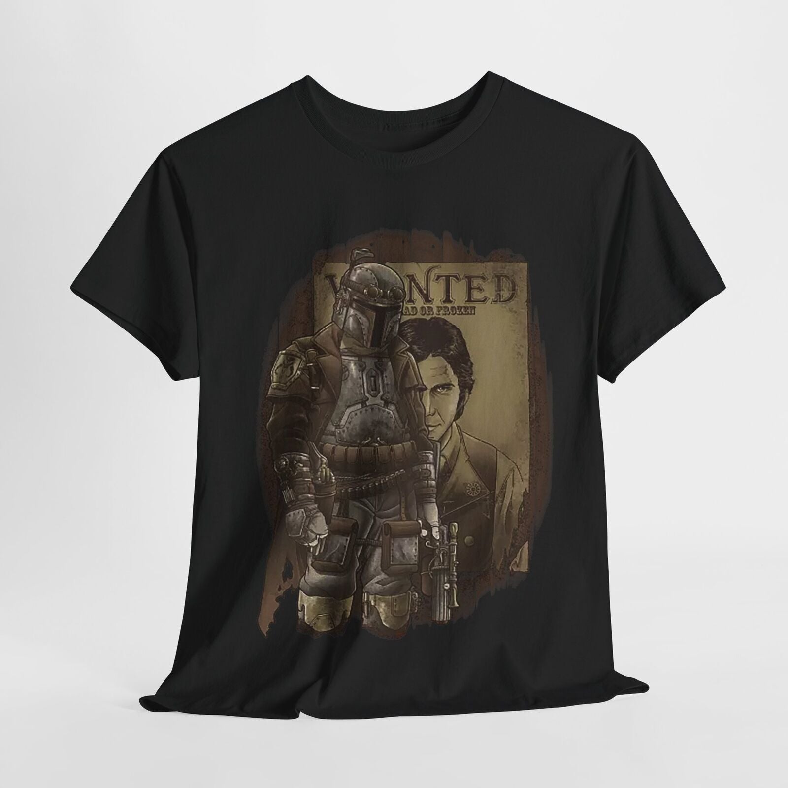 Steampunk Boba Fett T-Shirt: Vintage Wanted Poster Design for Star Wars Fans!