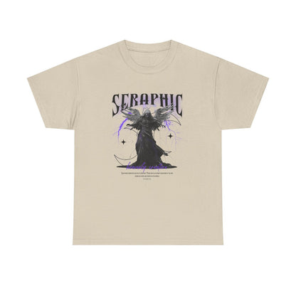 Men's T-Shirt: Dark Angel Design Flowing Black Robe & Golden Accents Graphic Art