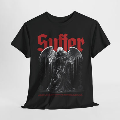 Mens Graphic T-Shirt: Angel Design Featuring Grayscale Art, Suffering Theme More