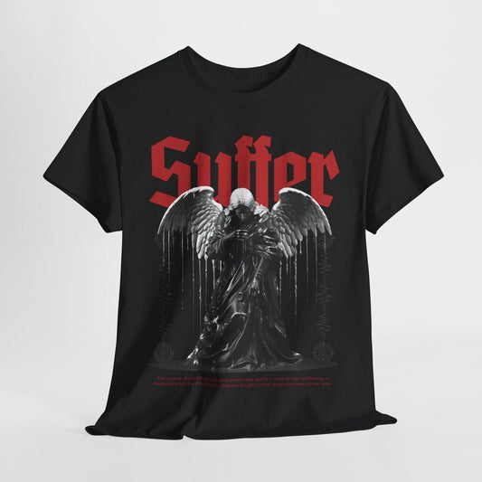 Mens Graphic T-Shirt: Angel Design Featuring Grayscale Art, Suffering Theme More