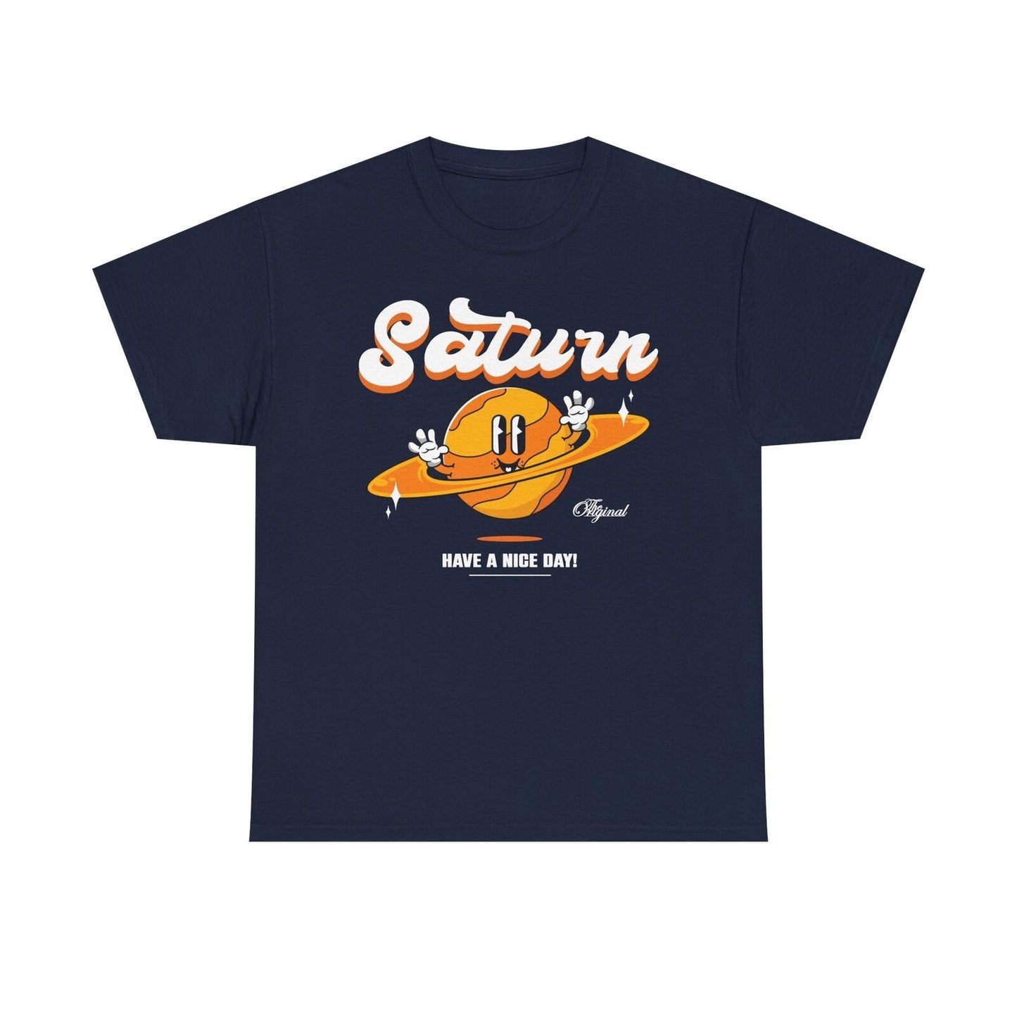 Whimsical Saturn Men's T-Shirt Design Cartoon Style Graphic Tee for Space Lovers
