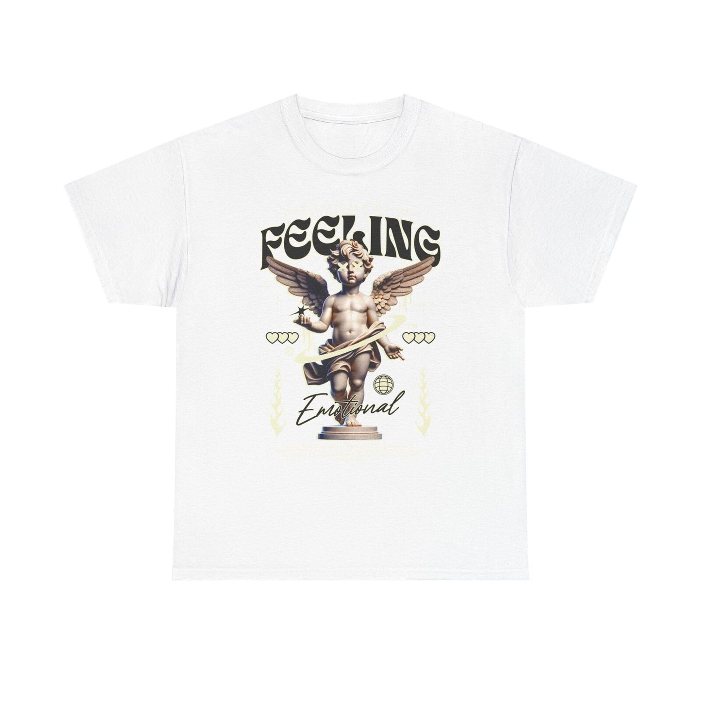 Emotional Angel Men's T-Shirt: Unique Cherubic Design with Bold Graphic Elements
