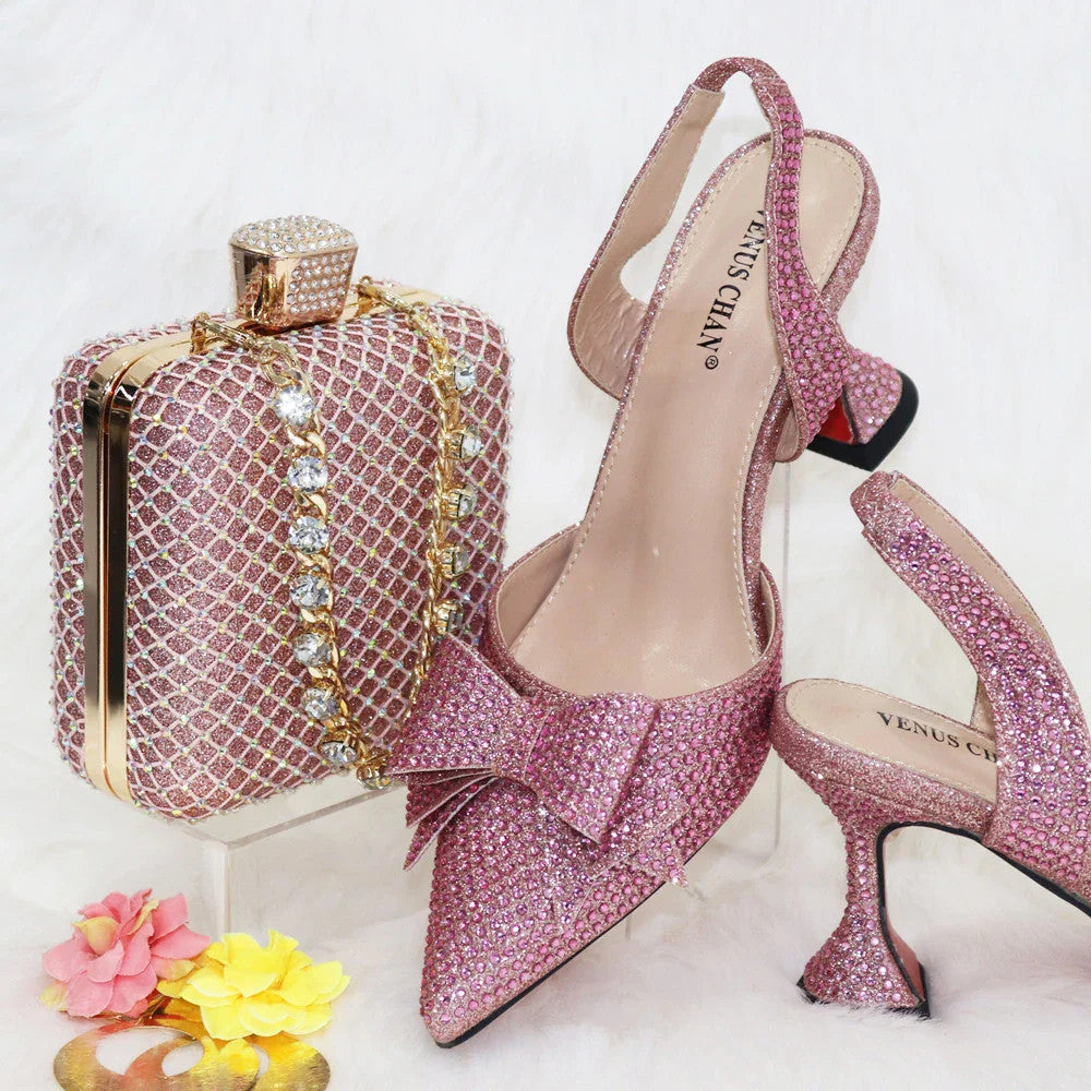 Luxury women's purple Italian sandals featuring a bling design, ideal for parties, in size range 37-43.