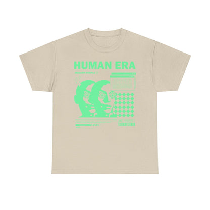 Modern People T-Shirt: Unique Human Era Design with Mint-Green Graphic Artistry