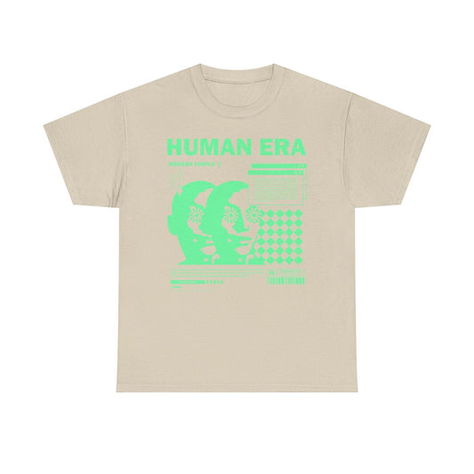 Modern People T-Shirt: Unique Human Era Design with Mint-Green Graphic Artistry