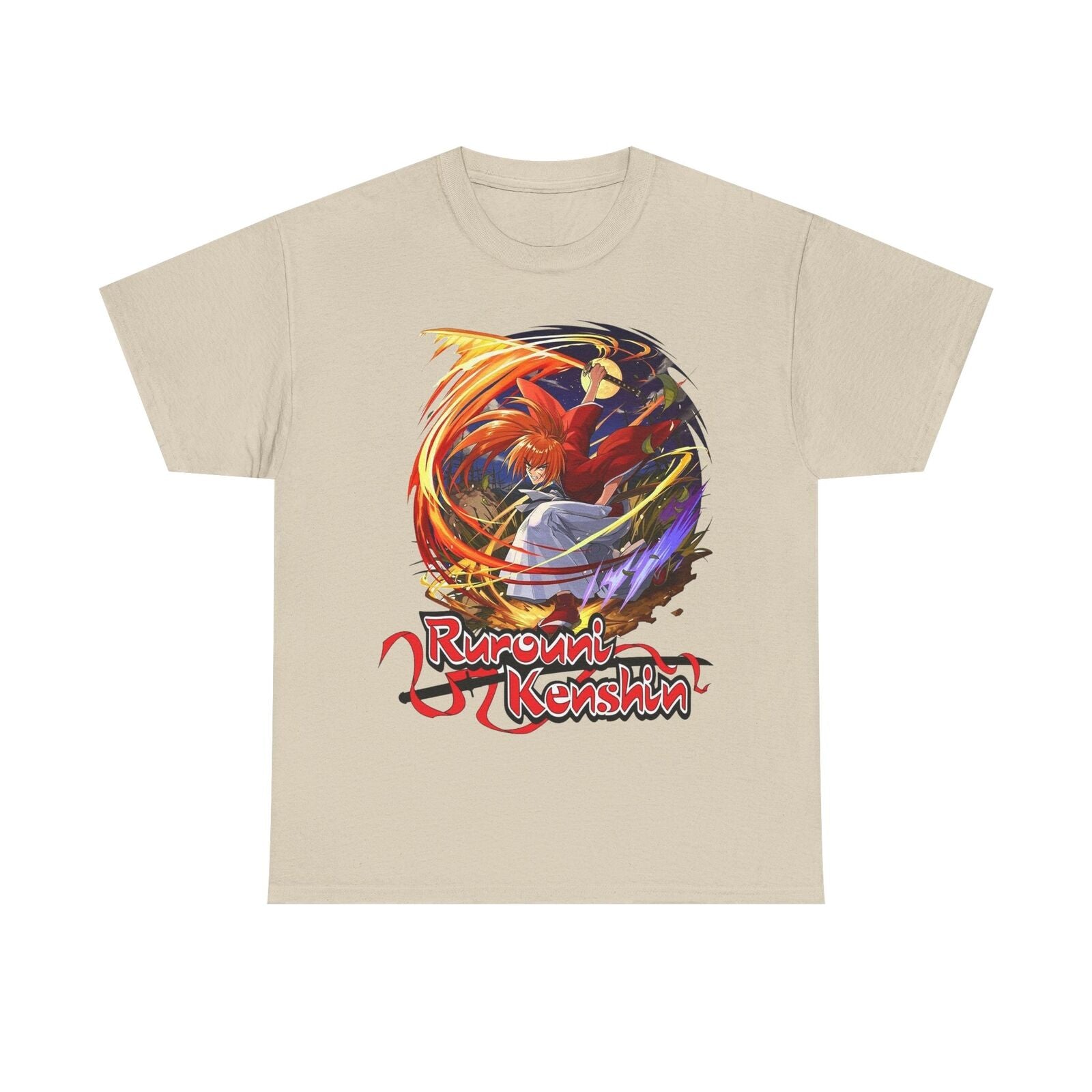 Dynamic Rurouni Kenshin Men's T-Shirt - Bold Anime Design for Action Fans