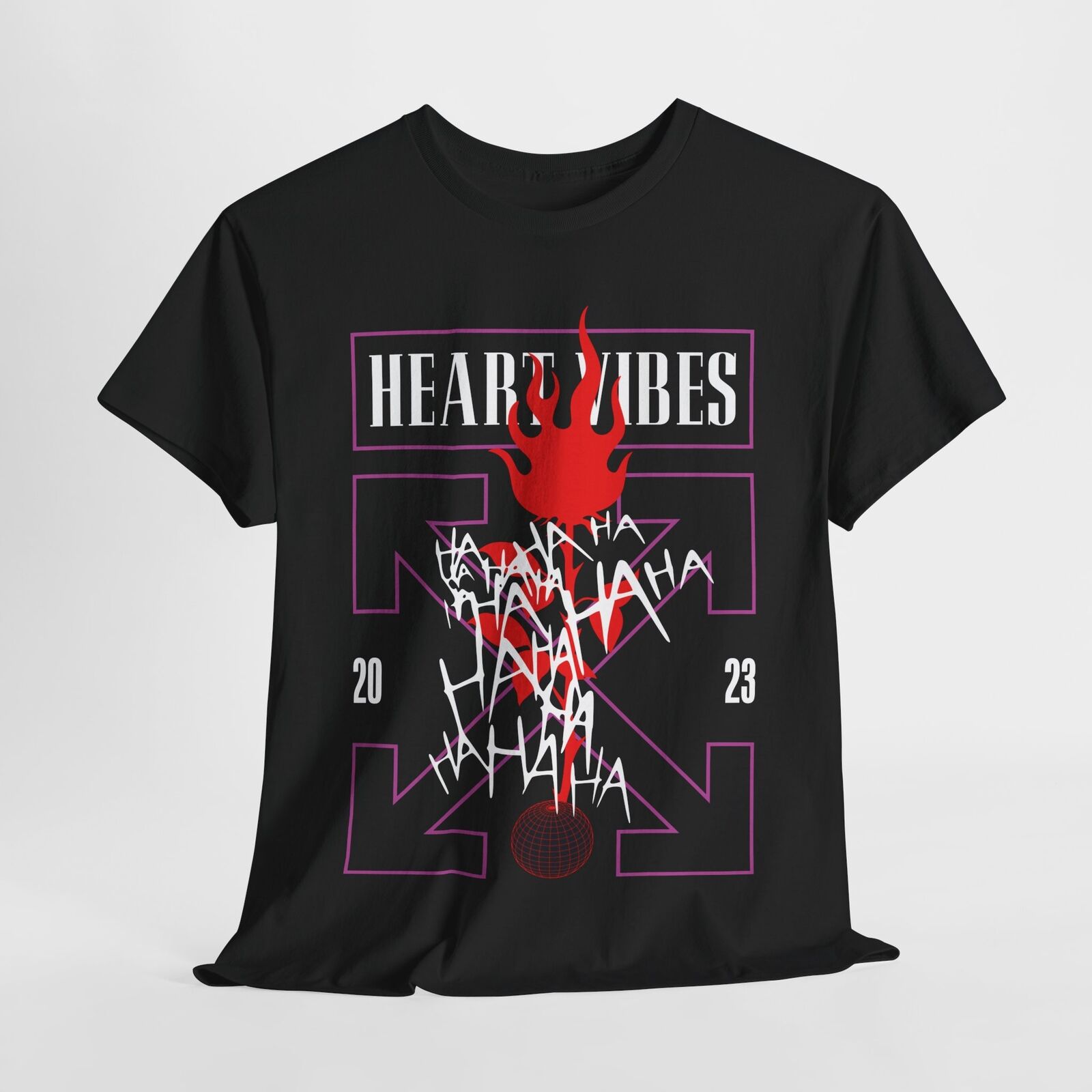 Heart Vibes T-Shirt: Fiery Flames & Chaotic Gothic Design for Bold Style Lovers!