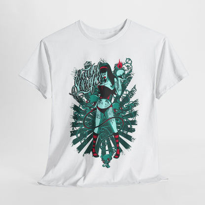 "Bold Men's T-Shirt with Punk Gothic Tattoo Woman & 'Taste of Solitude' Design"