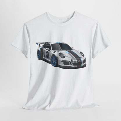 Rev Up Style! White Porsche 911 GT3 RS Graphic Tee - Speed Meets Fashion!