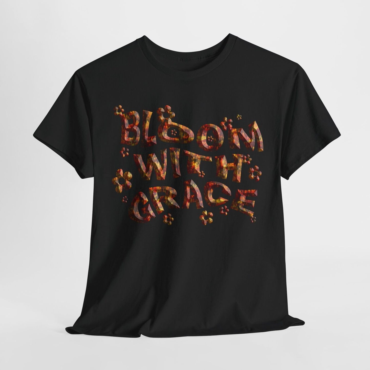 Bloom with Grace T-Shirt: Vibrant 3D Textured Design in Autumn Colors & Flowers