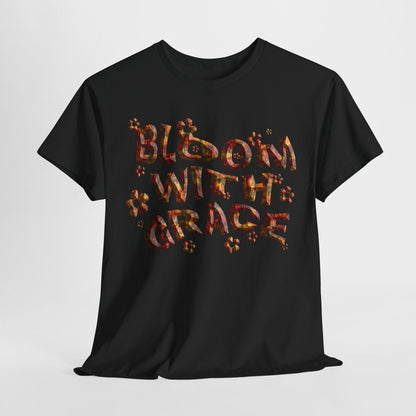 Bloom with Grace T-Shirt: Vibrant 3D Textured Design in Autumn Colors & Flowers