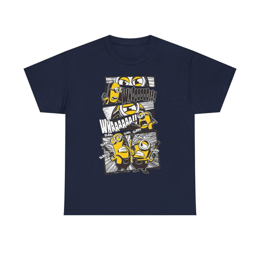 Comic Minions Men's T-Shirt Whoooo Scream Illustrated Design, Funny Graphic Tee