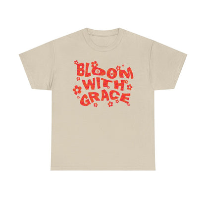 Vibrant "BLOOM WITH GRACE" Graphic T-Shirt for Flower Lovers & Retro Style Fans