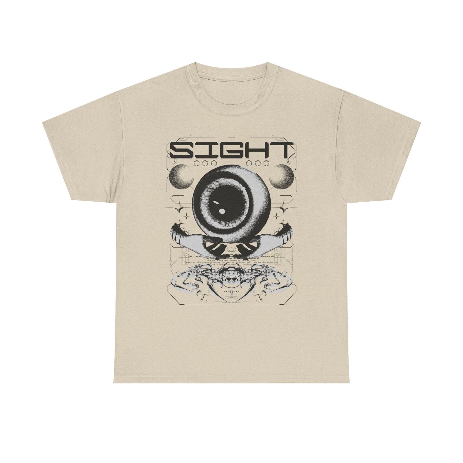 Futuristic Men's T-Shirt with Graphic Eye Design & Geometric Print - SIGHT Art!