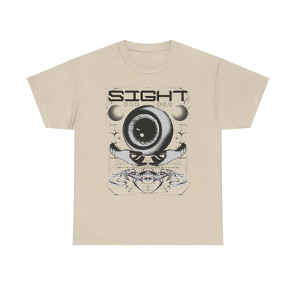 Futuristic Men's T-Shirt with Graphic Eye Design & Geometric Print - SIGHT Art!