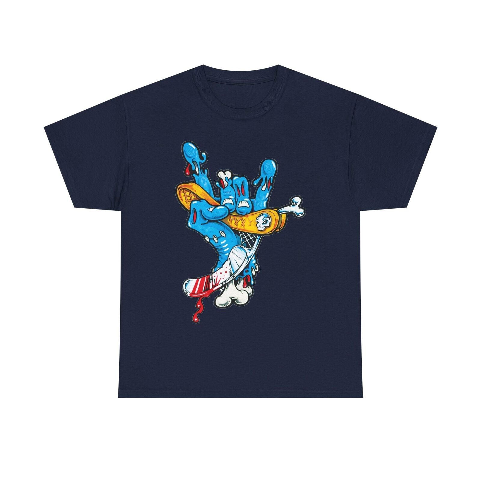 "Vibrant Graphic Men's T-Shirt with Bold Hand Design, Rock and Roll Aesthetic"