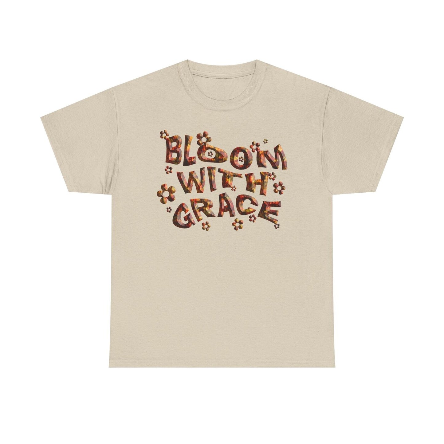 Bloom with Grace T-Shirt: Vibrant 3D Textured Design in Autumn Colors & Flowers