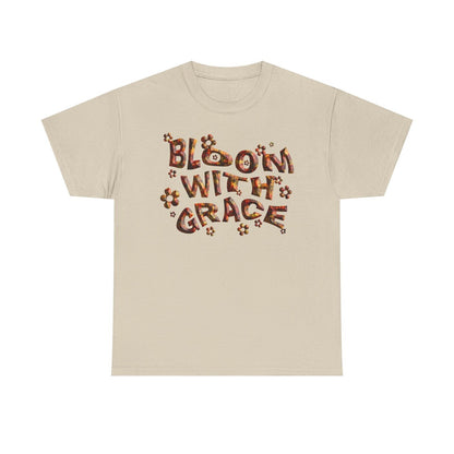 Bloom with Grace T-Shirt: Vibrant 3D Textured Design in Autumn Colors & Flowers