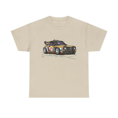 Rev Up Your Style with This Bold Audi Race Car Cartoon T-Shirt Design!