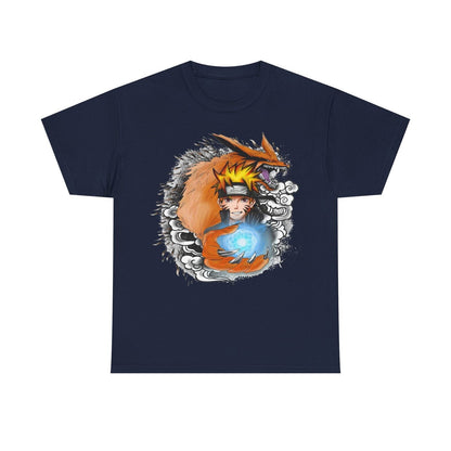 Men's Naruto Uzumaki T-Shirt: Vibrant Anime Art with Chakra Sphere & Fox Design