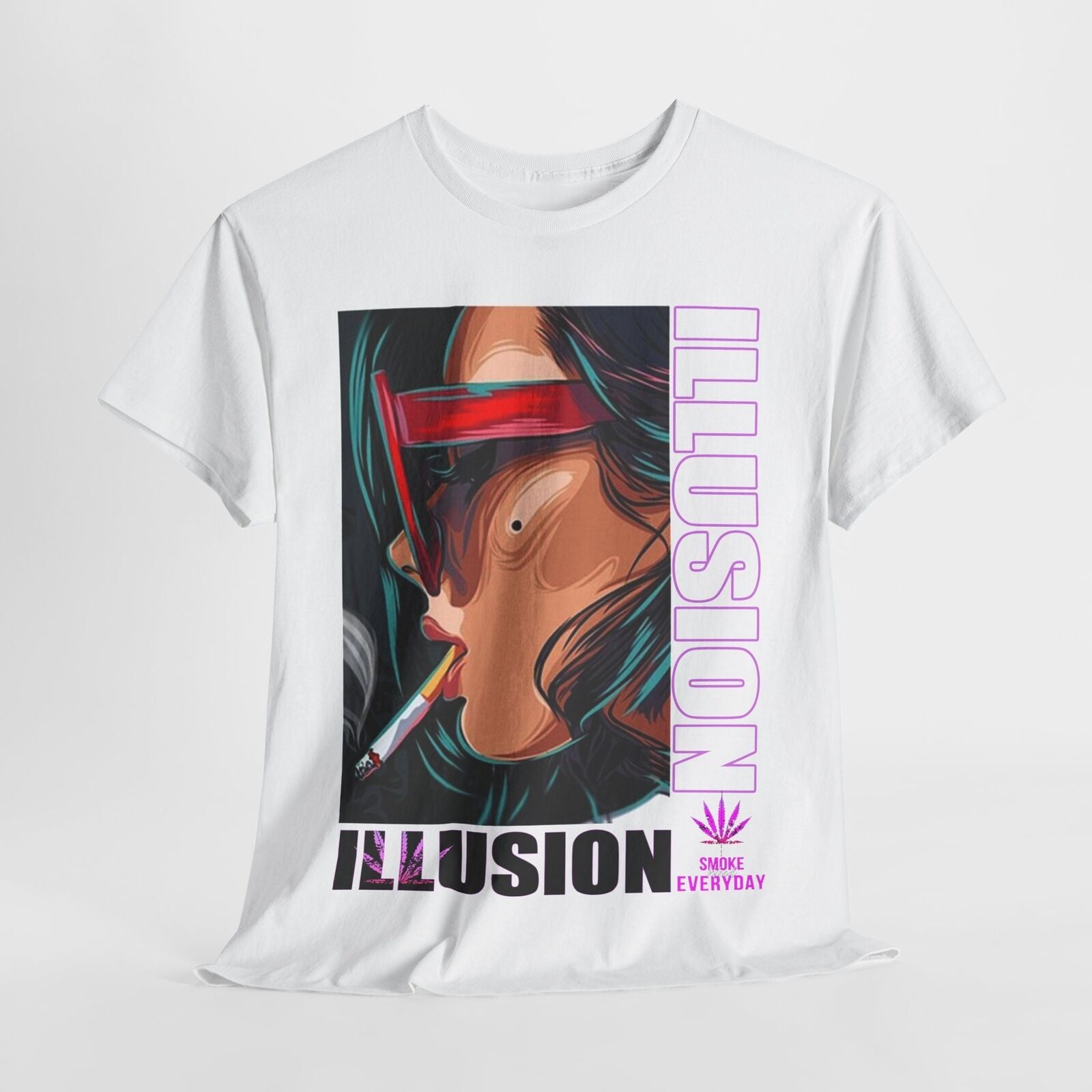 Vibrant Men's T-Shirt with Bold "ILLUSION," Stylish Art, Smoky Aesthetic Design