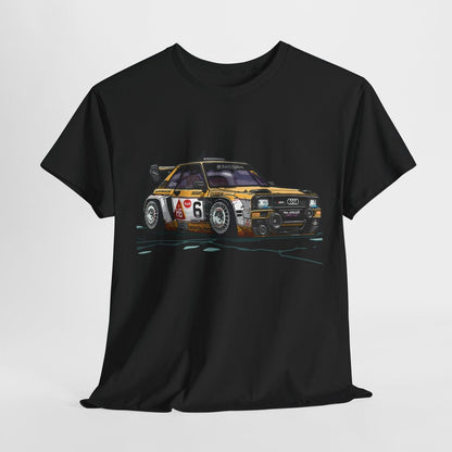 Rev Up Your Style with This Bold Audi Race Car Cartoon T-Shirt Design!