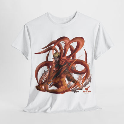 "Dynamic Men's T-Shirt with Anime Man & Fox Illustration in Vibrant Colors"