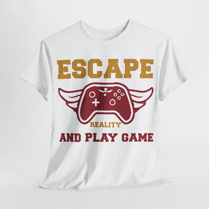 "Funny Men's T-Shirt: Escape Reality with Gamer Controller Wings Design Apparel"