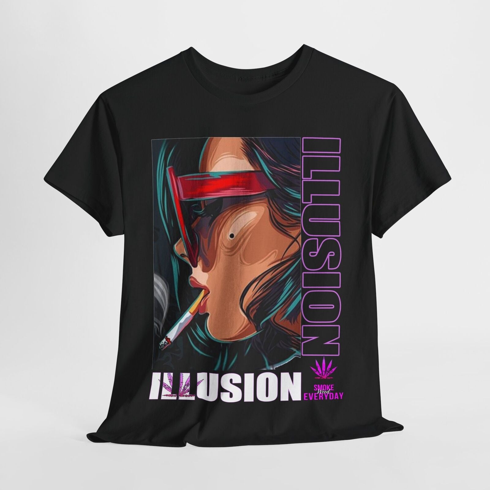 Vibrant Men's T-Shirt with Bold "ILLUSION," Stylish Art, Smoky Aesthetic Design