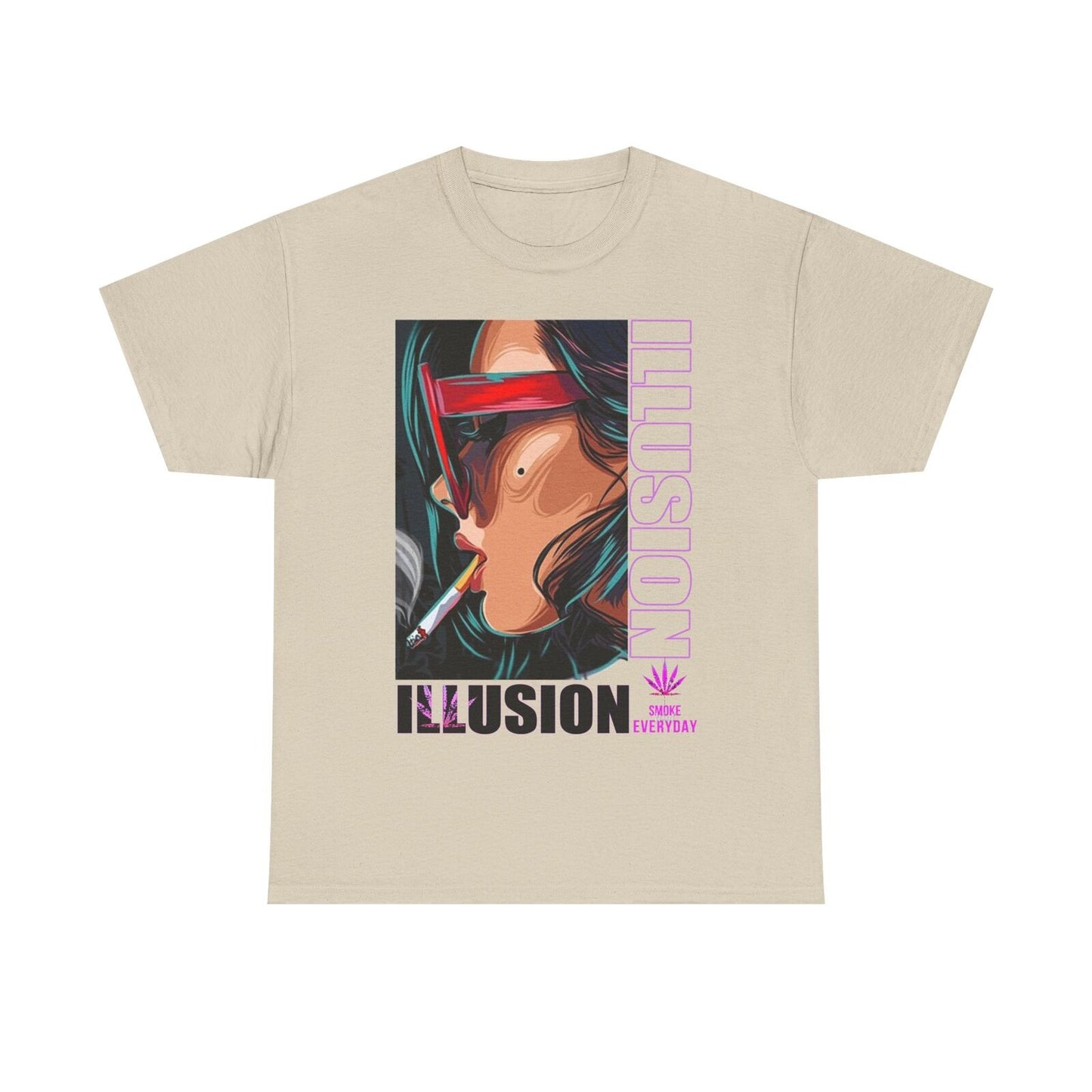 Vibrant Men's T-Shirt with Bold "ILLUSION," Stylish Art, Smoky Aesthetic Design