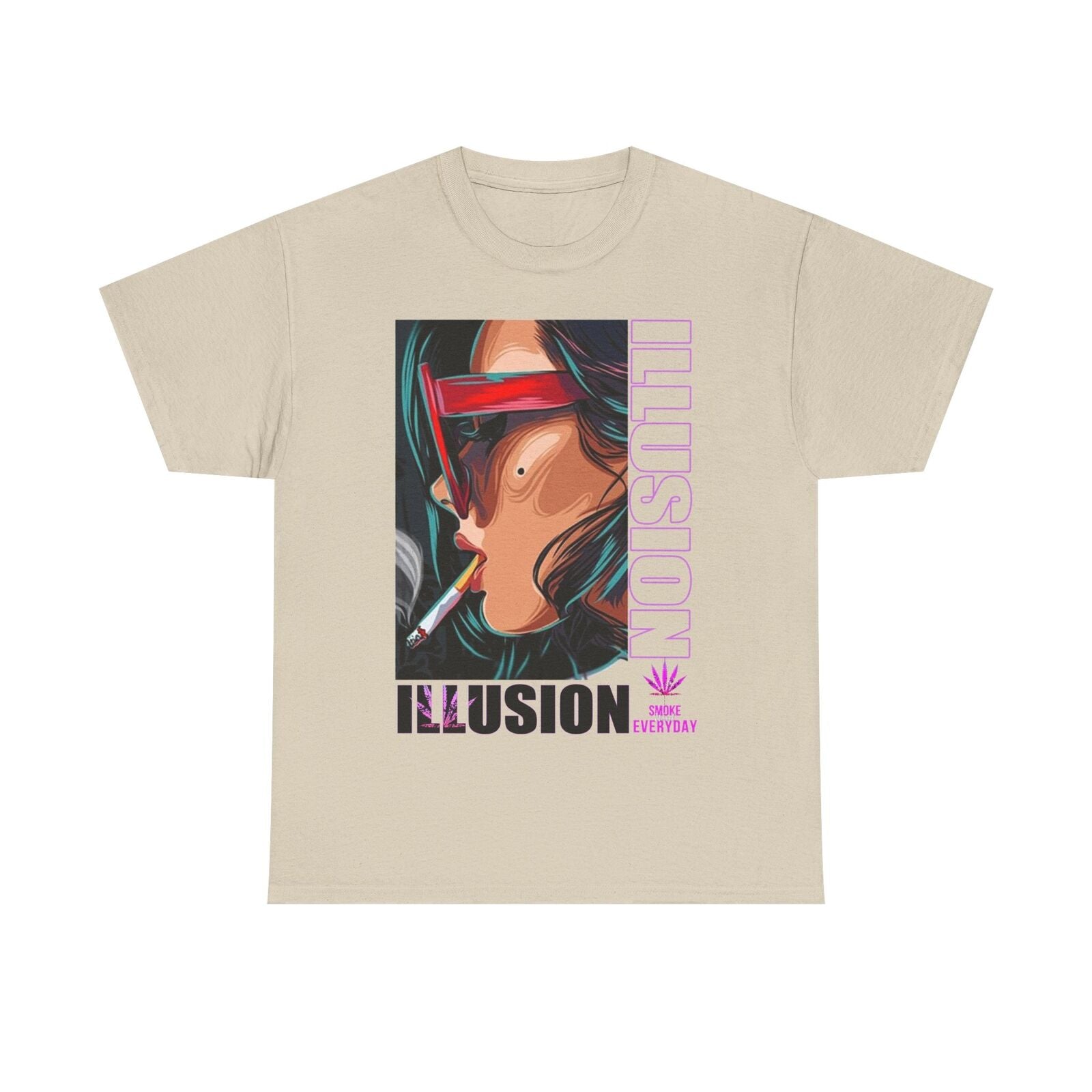 Vibrant Men's T-Shirt with Bold "ILLUSION," Stylish Art, Smoky Aesthetic Design