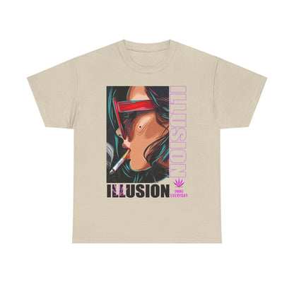 Vibrant Men's T-Shirt with Bold "ILLUSION," Stylish Art, Smoky Aesthetic Design