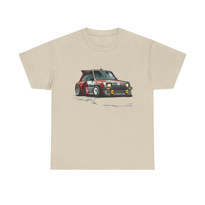 Vibrant Cartoon Renault 5 Turbo T-Shirt: Race-Ready Style, Bold Design!