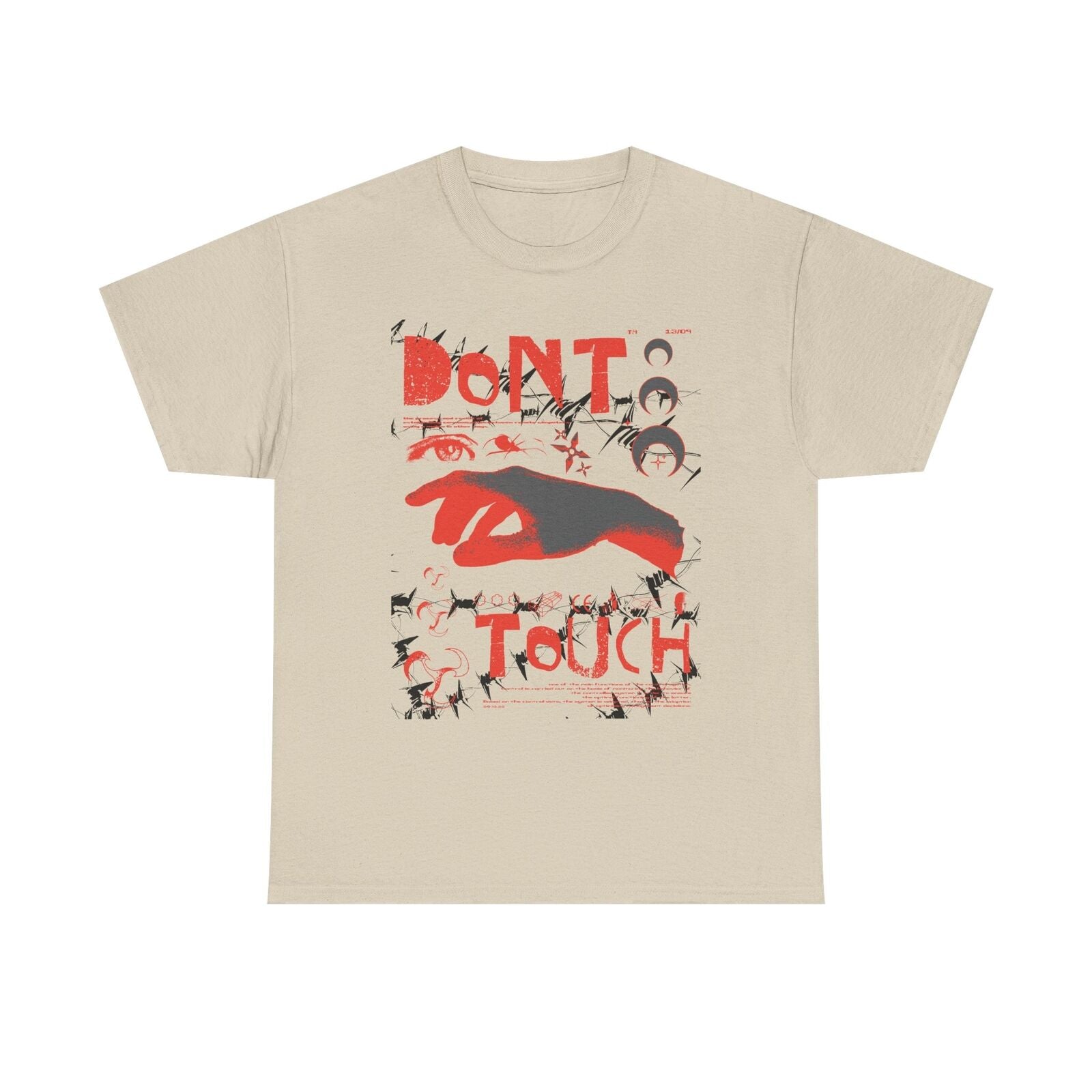 Men’s T-Shirt with Bold 'DON'T TOUCH' Graphic, Barbed Wire & Edgy Iconic Design