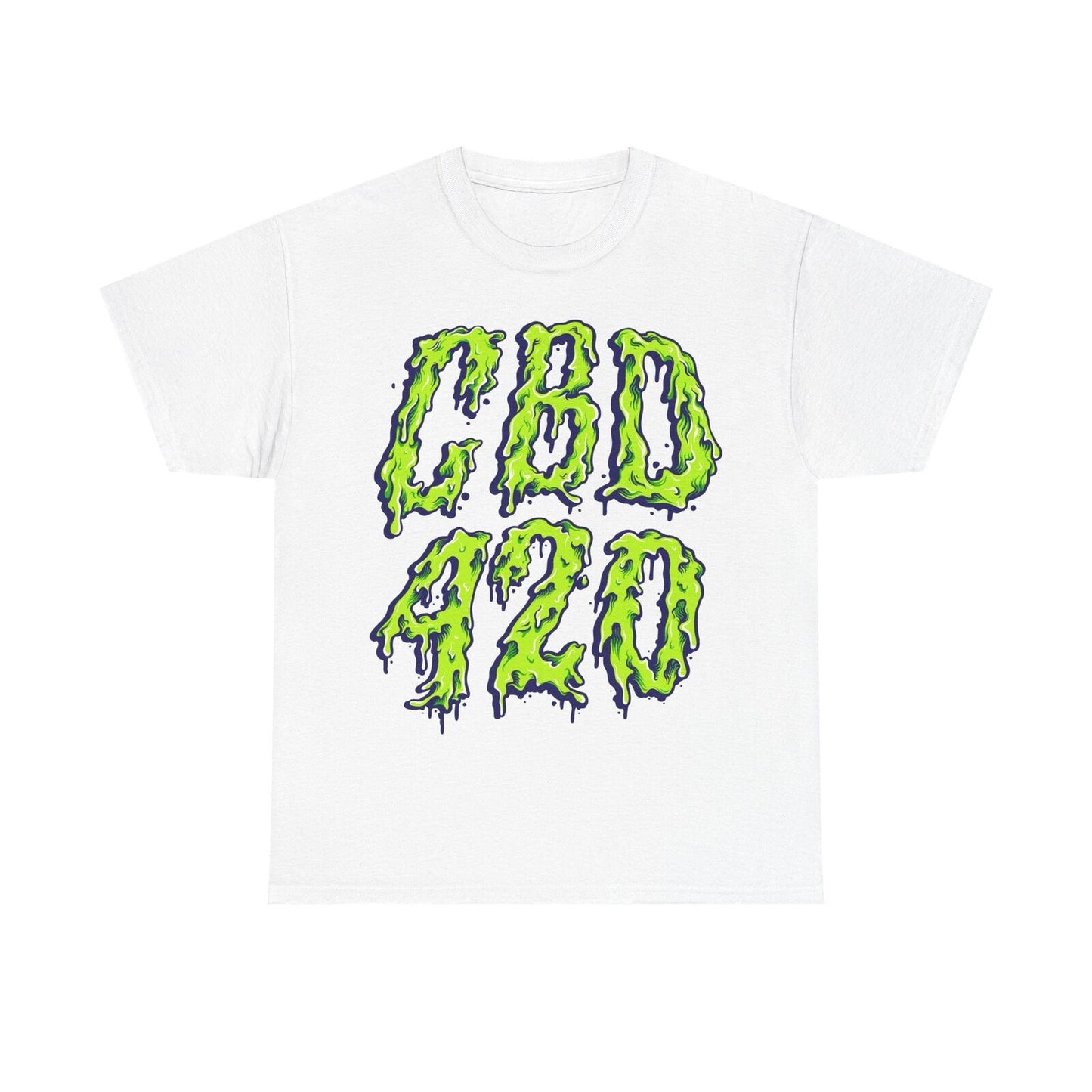 Bold Men's T-Shirt with Dripping CBD 420 Graphic - Street Art Cannabis Design