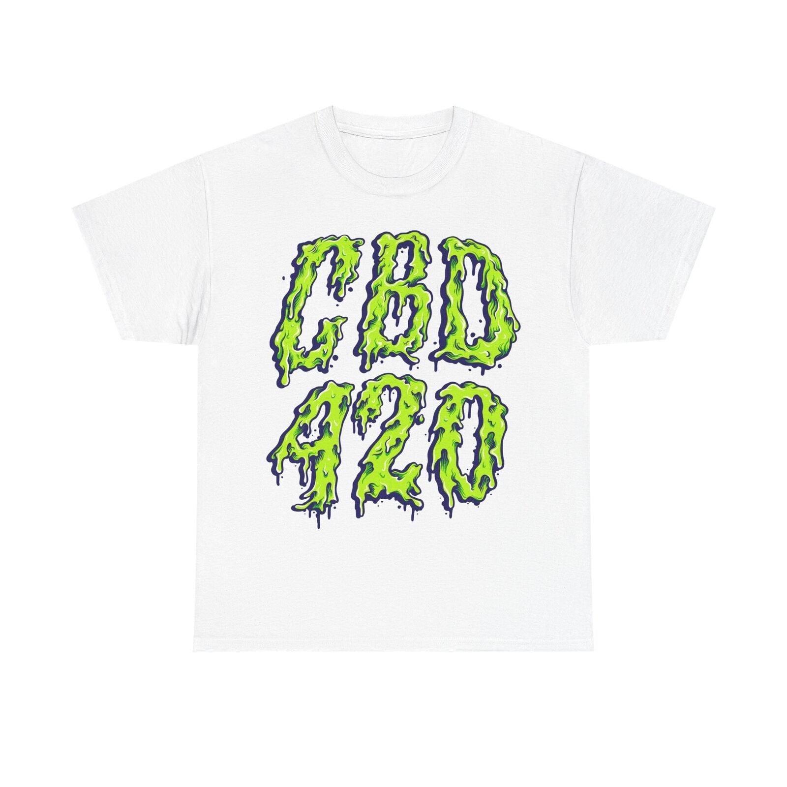Bold Men's T-Shirt with Dripping CBD 420 Graphic - Street Art Cannabis Design