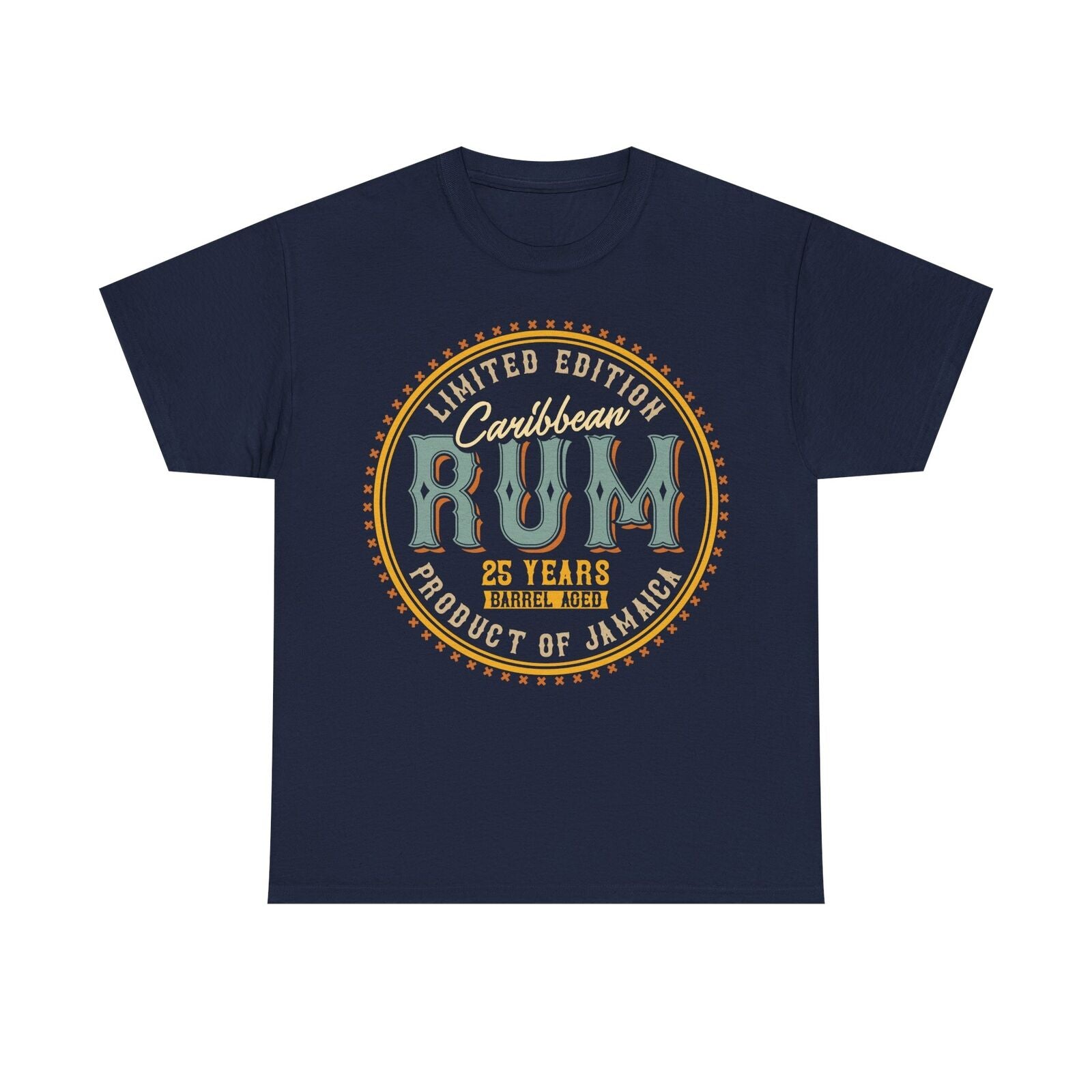 Vintage Men's T-Shirt with Caribbean Rum Emblem Limited Edition 25 Years Design