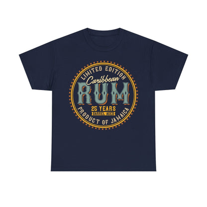 Vintage Men's T-Shirt with Caribbean Rum Emblem Limited Edition 25 Years Design