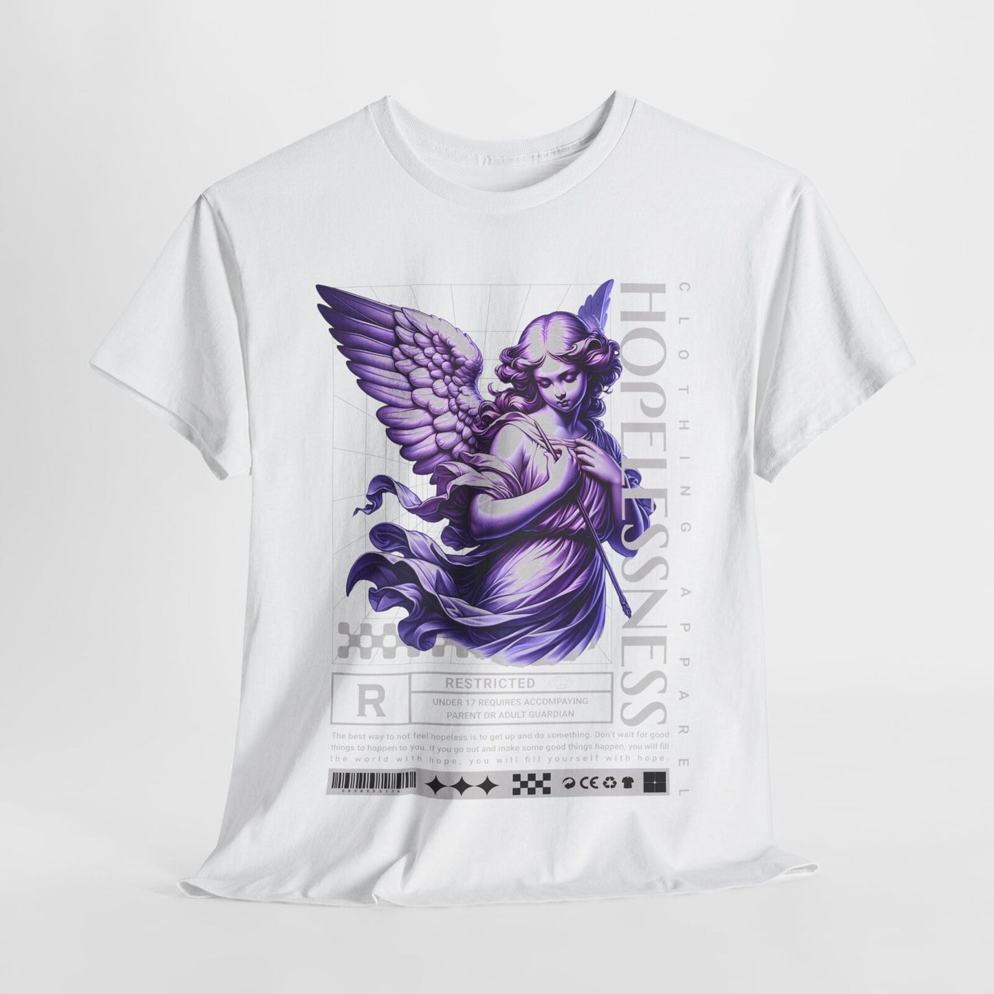 Mens T-Shirt Featuring Hopefulness Angel Design Inspired by Overcoming Struggles