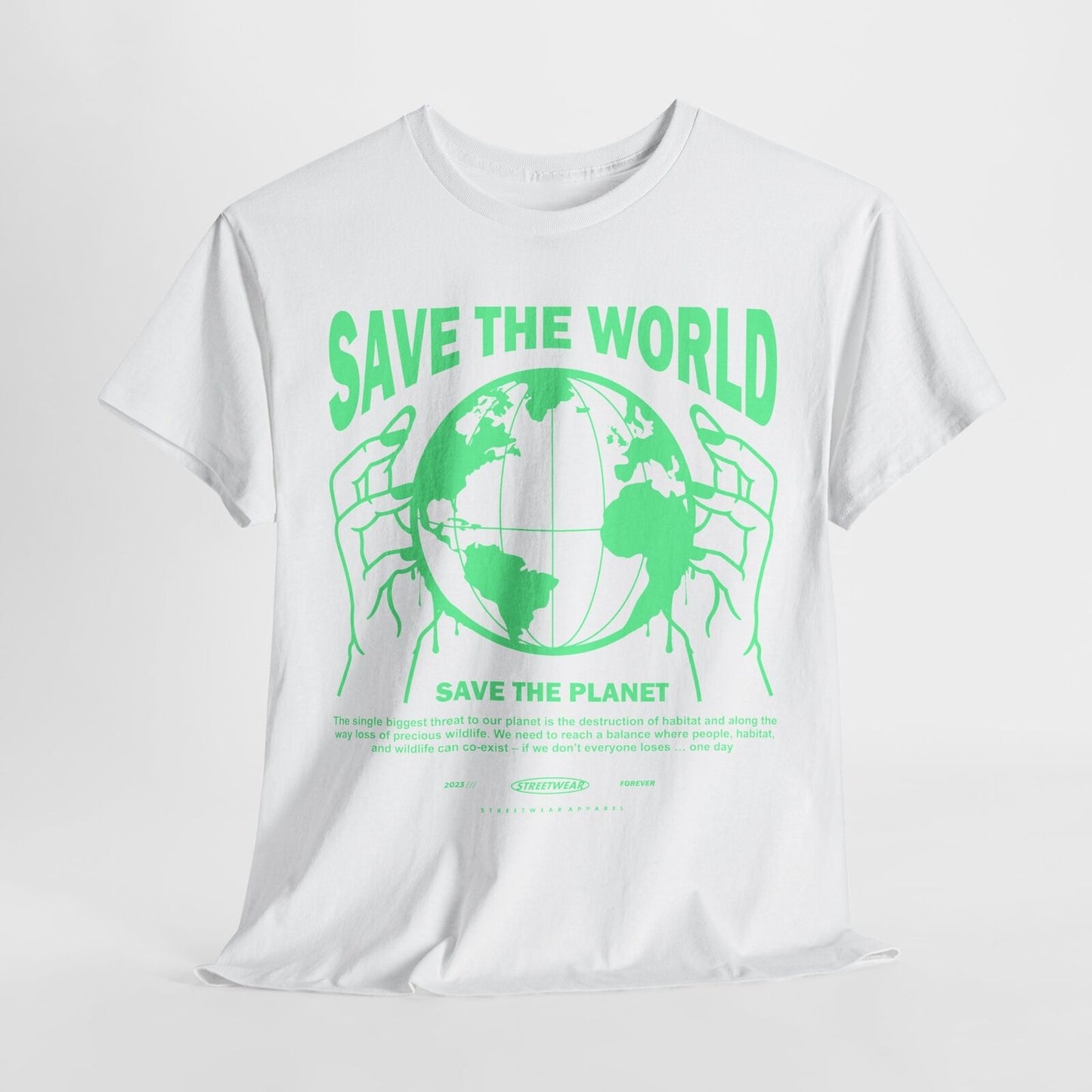 Save the World T-Shirt: Bold Graphic Design, Eco-Friendly Message, Streetwear