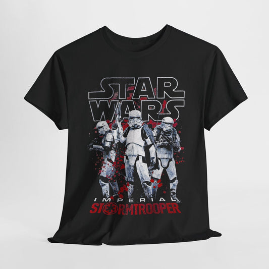 Epic STAR WARS Stormtrooper T-Shirt Distressed Design with Bold Red Splatter Art