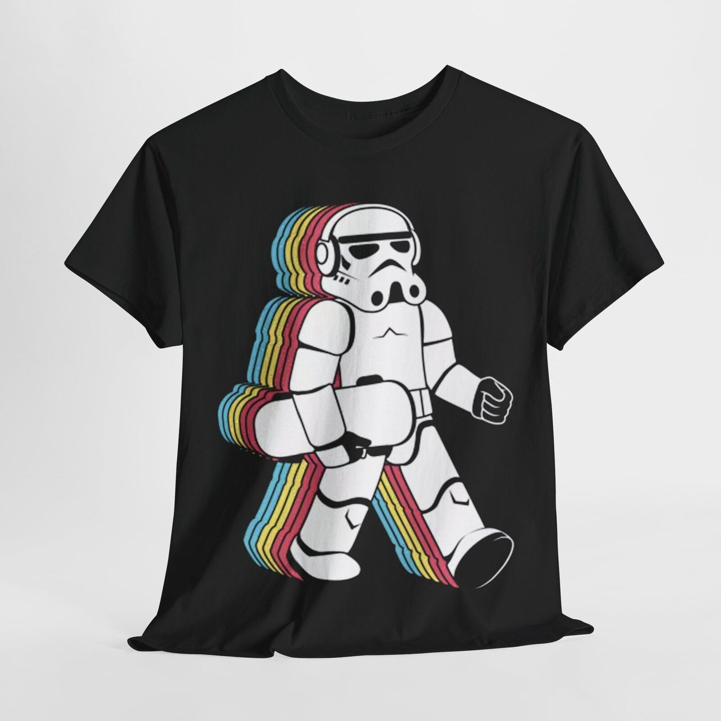 Skateboard Stormtrooper T-Shirt: Retro Rainbow Design for Star Wars Fans!