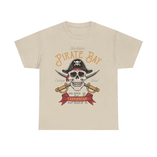 Men's Pirate Bay Skull T-Shirt - Vintage Design with Crossed Swords Retro Style