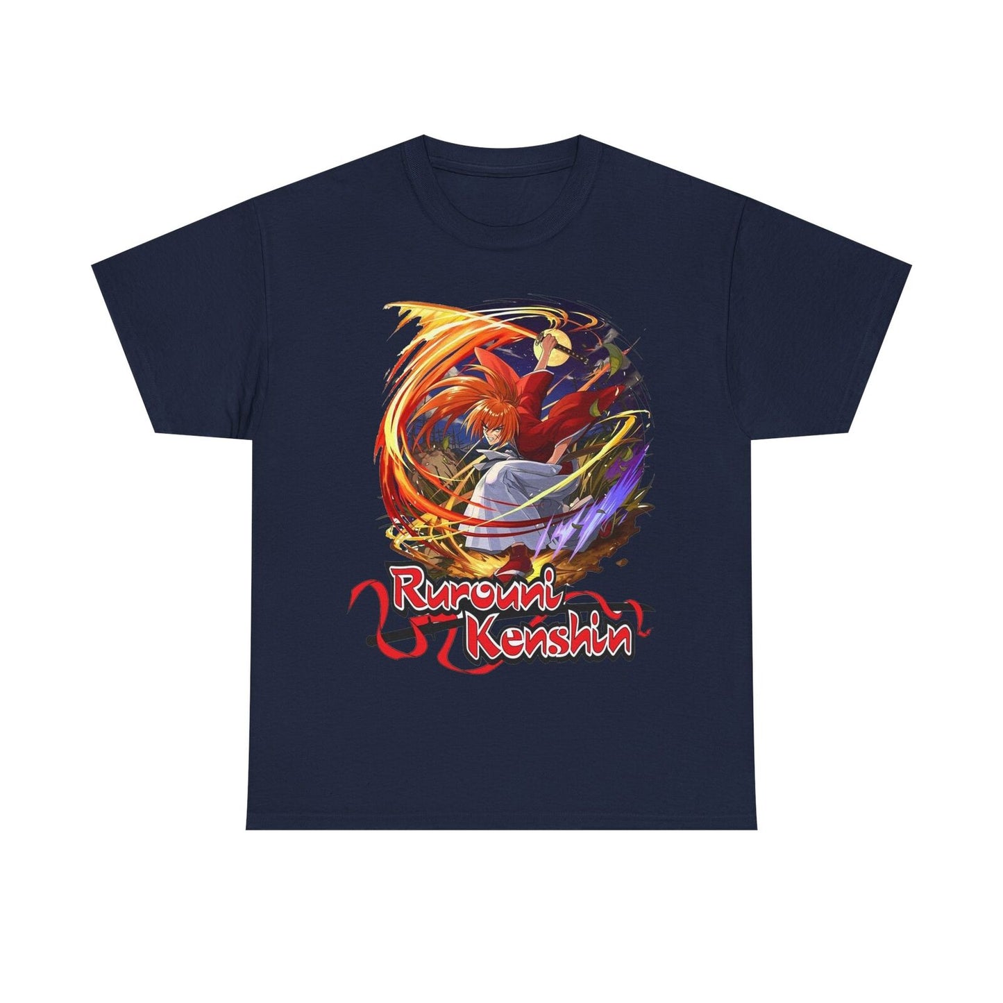 Dynamic Rurouni Kenshin Men's T-Shirt - Bold Anime Design for Action Fans