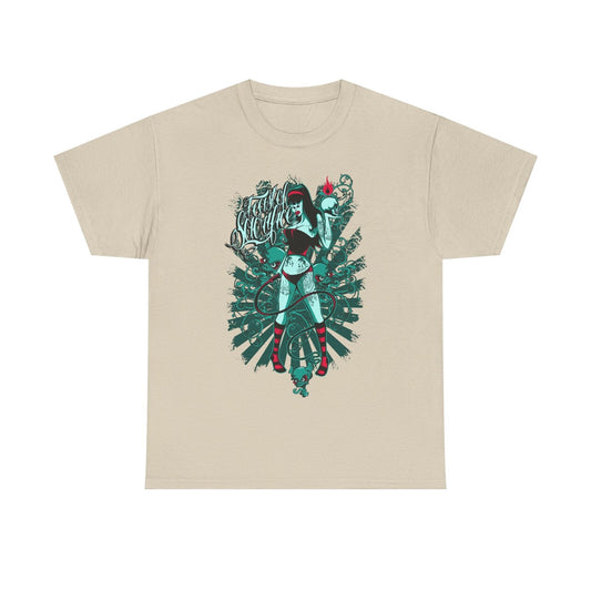 "Bold Men's T-Shirt with Punk Gothic Tattoo Woman & 'Taste of Solitude' Design"