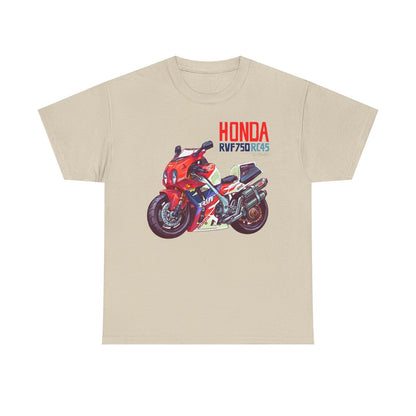 Vibrant Honda RVF750 RC45 T-Shirt: Hand-Drawn Motorcycle Art for Enthusiasts!