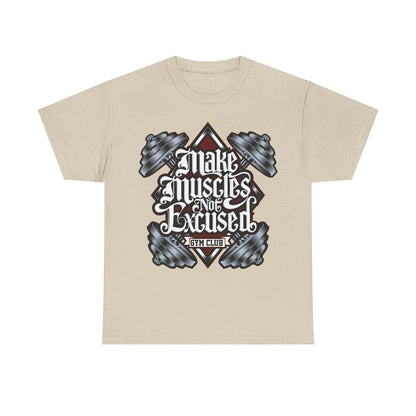 "Gym Motivation Men's T-Shirt: Make Muscles Not Excuses Vintage Urban Street Tee