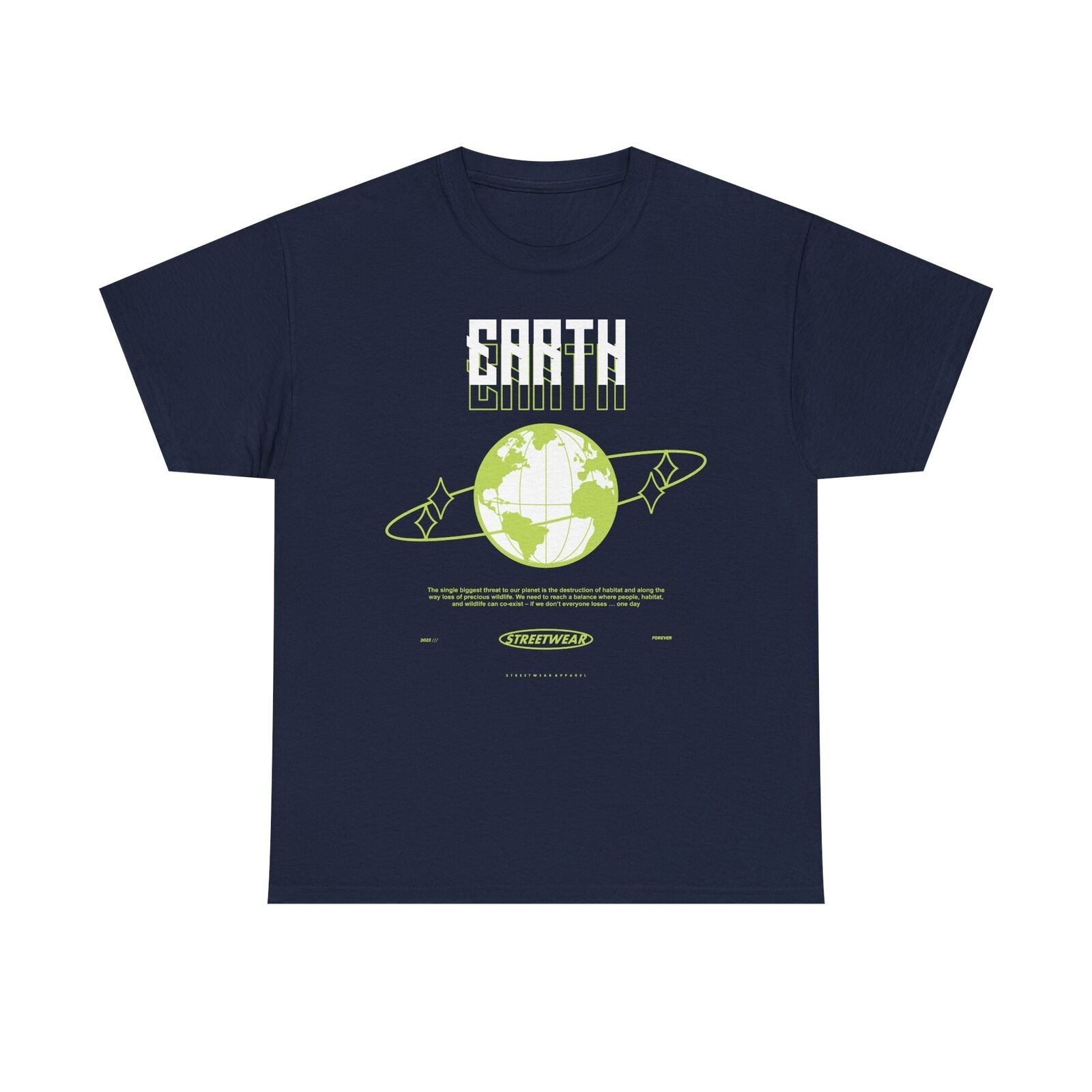 EARTH Awareness Olive-Green Globe Graphic T-Shirt | STREETWEAR Apparel